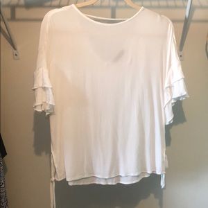 Express White blouse with flutter sleeves